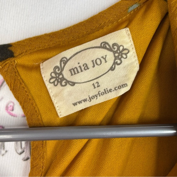 Mia joy dress long ruffle hem flowers crochet lace details Floral Mustard Dress - Picture 14 of 16